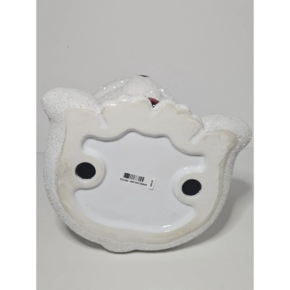 Bath & Body Works Glitter Polar Bear Santa Red Hat Scarf 3-Wick Candle Holder